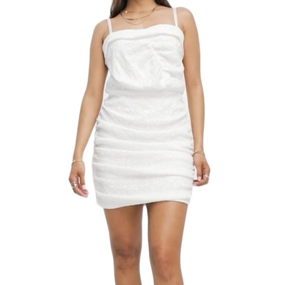 ASOS Design dress strappy textured minidress white size 14